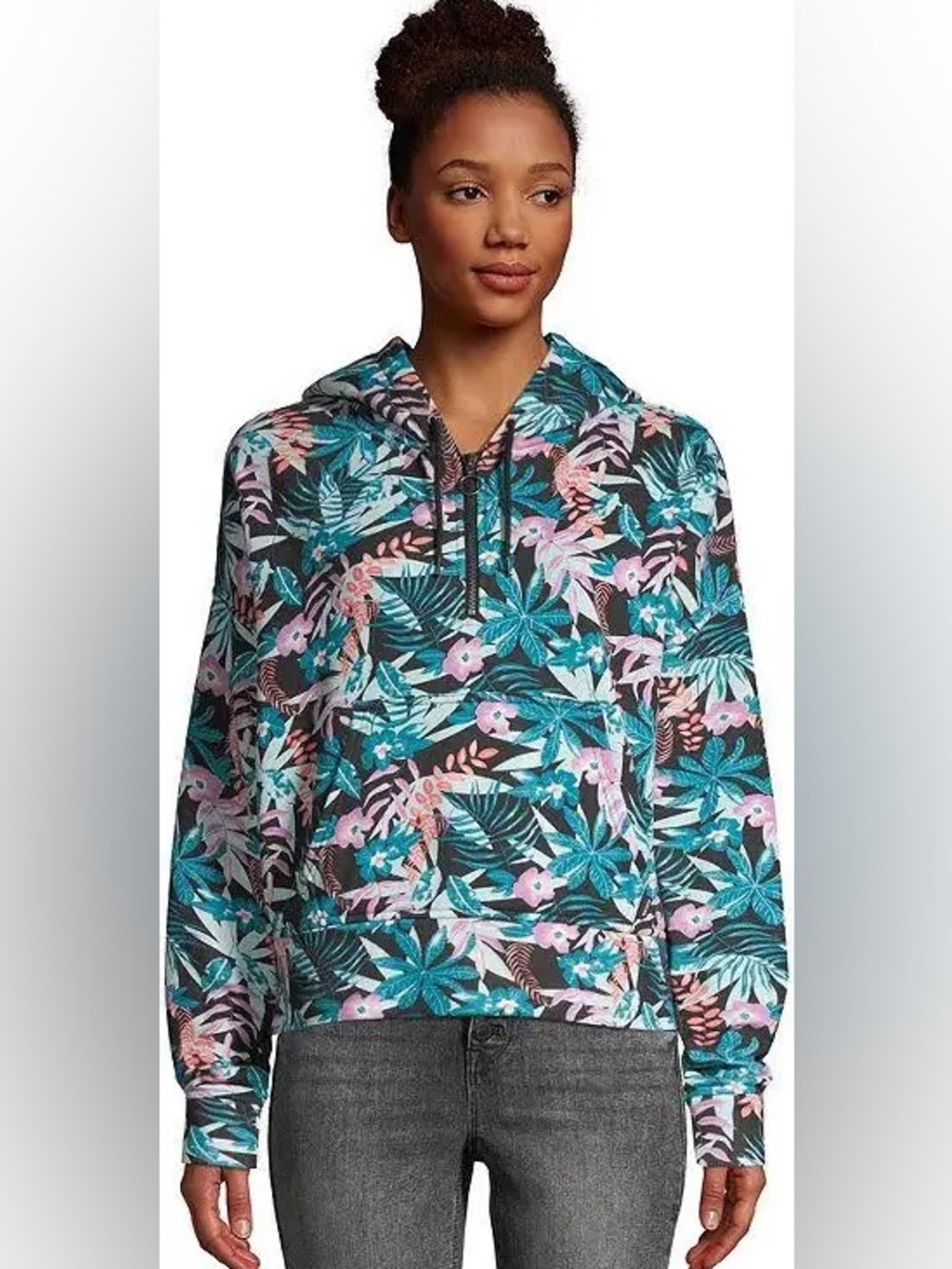 BRAND NEW women ripzone qualicum cropped tropic hoodie hoody sweater size M